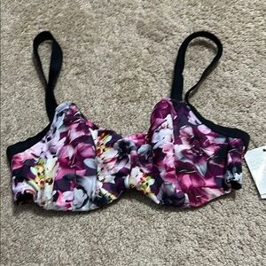 Cyn & Luca Floral Bikini Top Size 16W NWT Underwire Beach Pool